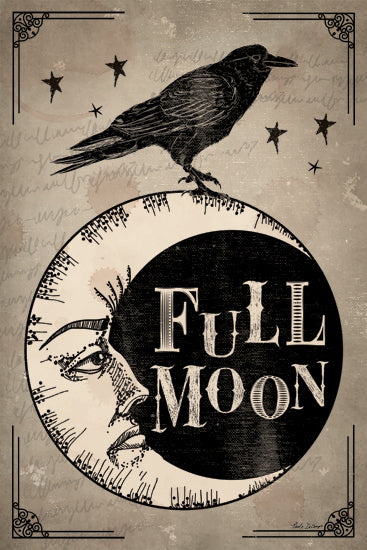 Nicole DeCamp ND432 - ND432 - Full Moon - 12x18 Halloween, Black Bird, Moon, Moon Face, Full Moon, Typography, Signs, Textual Art, Fall, Stars from Penny Lane