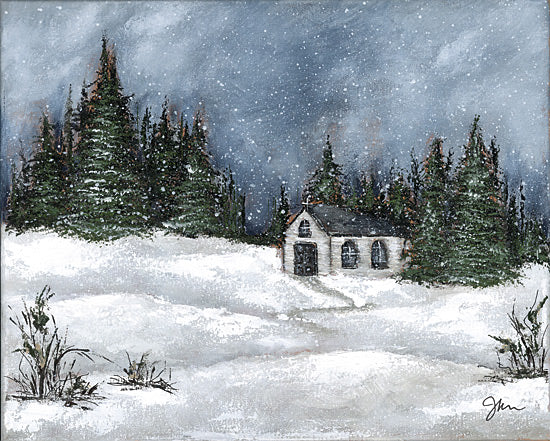 Julie Norkus NOR348 - NOR348 - Foraging 2 - 16x12 Winter, Landscape, Church, Country Church, Trees, Snow from Penny Lane