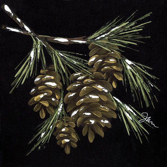 Julie Norkus NOR350 - NOR350 - Pine Sprig - 12x12 Winter, Pine Sprig, Pine Needles, Pine Cones, Black Background from Penny Lane