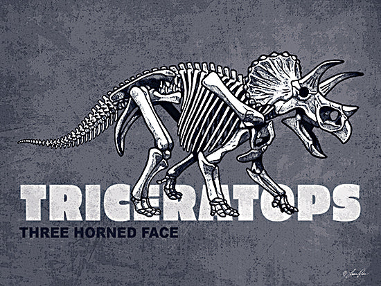 Lauren Rader RAD1426 - RAD1426 - Triceratops - 16x12 Dinosaurs, Triceratops, Bones, Skelton of Triceratops, Triceratops Three Horned Face, Typography, Signs, Textual Art, Black & White, Children, Masculine from Penny Lane