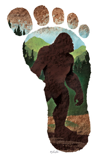 Lauren Rader RAD1461 - RAD1461 - Big Foot            - 12x18 Whimsical, Big Foot, Foot Print, Landscape, Trees, Fantasy from Penny Lane