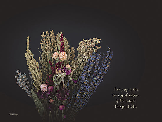 Jennifer Rigsby RIG228 - RIG228 - Find Joy - 16x12 Photography, Dried Flowers, Herbs, Dried Herbs, Inspirational, Find Joy in the Beauty of Nature, Typography, Signs, Textual Art, Black Background from Penny Lane