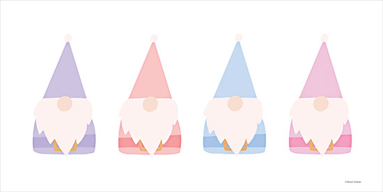 Rachel Nieman RN552 - RN552 - Pastel Santa Gnomes in a Row - 18x9 Christmas, Holidays, Gnomes, Santa Claus Gnomes, Winter, Pastel, Gnomes in a Row, Winter from Penny Lane