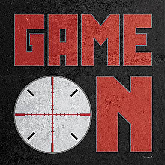 Susan Ball SB1393 - SB1393 - Game On - 12x12 Sports, Games, Game On, Typography, Signs, Textual Art, Stopwatch, Red, Black, Masculine from Penny Lane