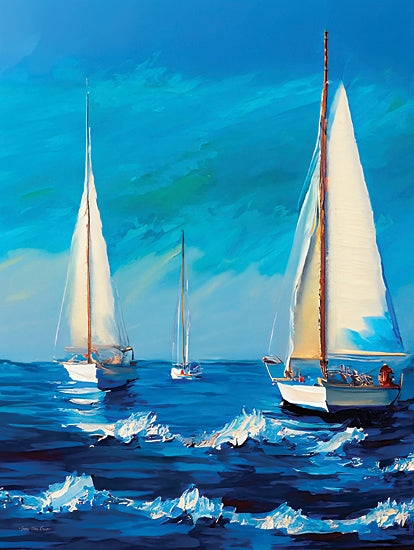 Seven Trees Design ST1082 - ST1082 - Sailing the Day Away - 12x16 Coastal, Sailboats, Ocean Waves, Three Sailboats, Blue Sky, Landscape from Penny Lane