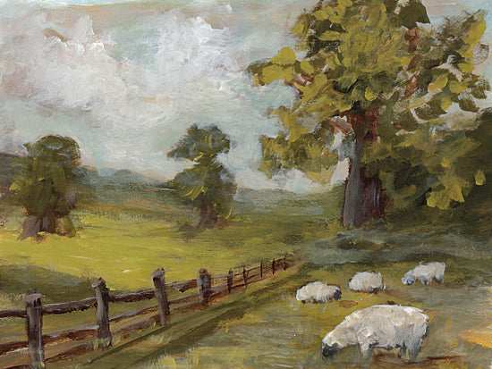 Amanda Hilburn AH267 - AH267 - Feed My Sheep - 16x12 pastoral field, sheep, fence, countryside landscape from Penny Lane