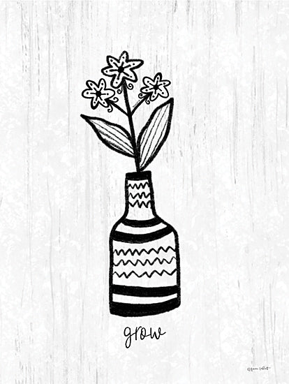 Annie LaPoint ALP2539 - ALP2539 - Funky Flowers - Grow - 12x16 Flowers, Vase, Grow, Typography, Signs, Textual Art, Black & White from Penny Lane