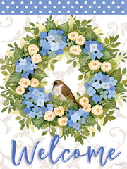 ALP2792 - Welcome Sparrow Hydrangea Wreath - 12x16