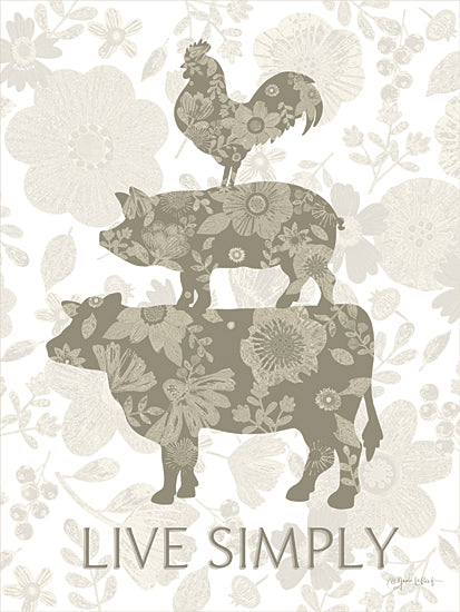 Annie LaPoint ALP2804 - ALP2804 - Life Simply Farm Animals Stack - 12x16 farm animals, cow silhouette, pig silhouette, rooster, floral pattern, botanical, folk art style, live simply, country living, farmhouse decor, neutral green palette, whimsical, rustic, nature, modern farmhouse from Penny Lane