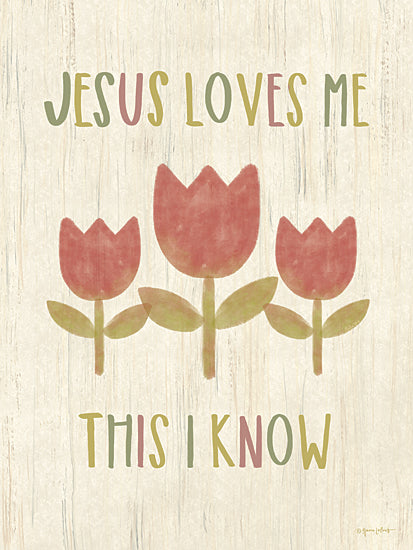 Annie LaPoint ALP2821 - ALP2821 - Jesus Loves Me - 12x16 tulips, Jesus loves me, childlike design, religious message, rustic wood background, Christian, typography, spring colors from Penny Lane