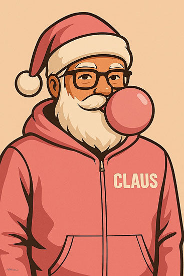 Anthony Smith ANT300 - Salem's Jack o'Lantern - 12x18 santa claus, christmas, bubble gum, hoodie, glasses, funny santa, modern illustration, typography CLAUS, holiday humor, whimsical character, contemporary graphic, festive pink, winter holiday decor from Penny Lane