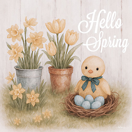 Anthony Smith ANT309 - ANT309 - Hello Spring - for dailies - 12x12 spring chick, flowers, nest eggs, easter decor from Penny Lane