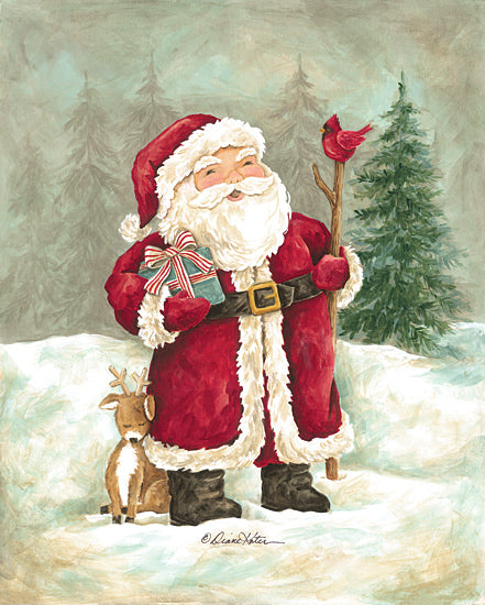 Diane Kater ART1421 - ART1421 - Wilderness Santa Claus - 12x16 Santa Claus, reindeer, winter forest, Christmas art, jolly figure, red suit, holiday spirit, festive painting, decorative seasonal artwork from Penny Lane