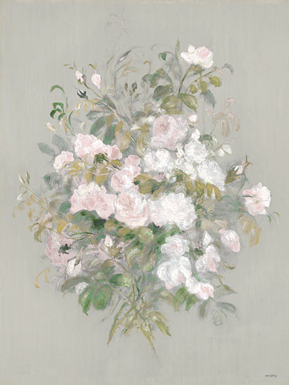 Amber Sterling AS547 - AS547 - Fading Elegance - 12x16 white floral bouquet, roses, garden flowers, soft green background, muted sage, delicate petals, romantic, feminine, vintage botanical, airy composition, painterly, gentle brushwork, neutral floral, shabby chic, cottage style from Penny Lane