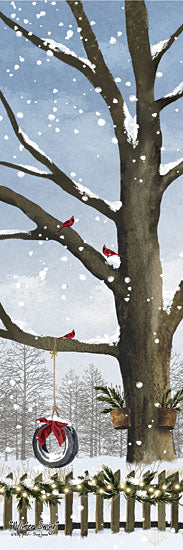 Billy Jacobs BJ1385 - BJ1385 - Winter Swing - 12x36 Winter, Trees, Cardinals, Tire Swing, Fence, Greenery, Lights, Snow, Winter Swing from Penny Lane