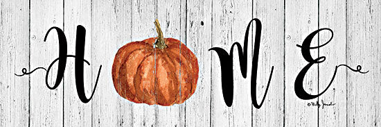 Billy Jacobs BJ1404 - BJ1404 - HOME - Fall - 36x12 home sign with orange pumpkin, whitewashed wood planks, farmhouse typography, fall seasonal decor, rustic country sign, neutral wood background, autumn wall art from Penny Lane