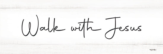 Susie Boyer BOY821 - BOY821 - Walk with Jesus - 18x6 Walk with Jesus, word art, hand lettered script, typography, inspirational faith quote, whitewashed wood background, modern farmhouse sign, neutral, religious, wall decor from Penny Lane