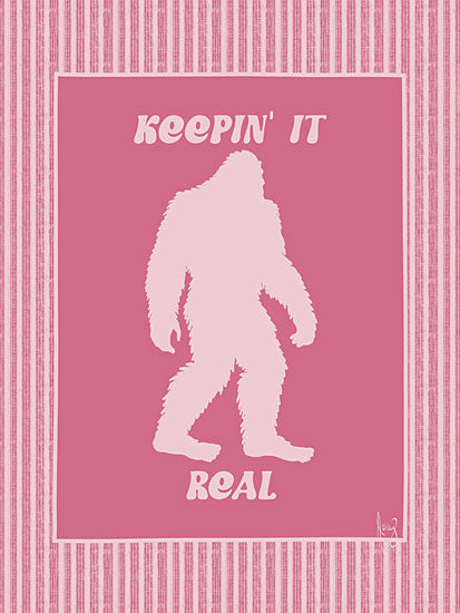 Ashley Bradley BRAD206 - BRAD206 - Keepin' It Real Bigfoot - Pink - 12x16 animals, typography, backgrounds & patterns, wildlife, humor, bigfoot, sasquatch, mythical creature, cryptid, whimsical, feminine, digital illustration, pink from Penny Lane