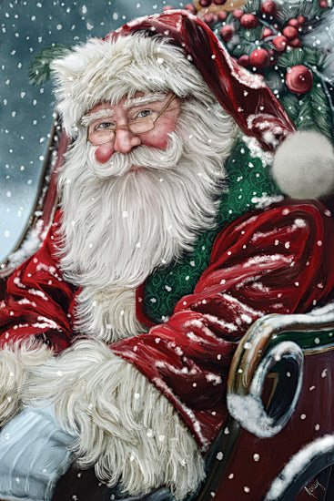 Ashley Bradley BRAD353 - BRAD353 - Santa's Sleigh - 12x18 holidays & seasonal, figurative, christmas, winter, santa, snow, sleigh, holly, berries, painterly, whimsical, oil painting, red from Penny Lane