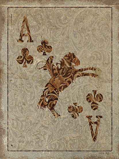 Cindy Jacobs CIN4298 - CIN4298 - Old Wild West Ace - 12x16 Western, Playing Cards, Cards, Ace, Cowboy, Horse, Patterns, Neutral Palette from Penny Lane