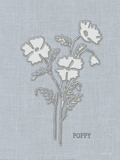 Cindy Jacobs CIN4421 - CIN4421 - Embroidered Poppies - 12x16 poppy flowers, botanical sketch, pastel background, linen texture, outlined petals, minimalist flower design, watercolor from Penny Lane