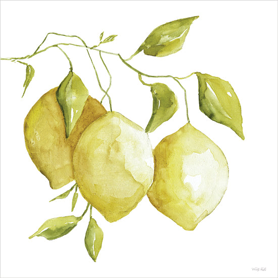 Cindy Jacobs CIN4485 - CIN4485 - Lemon Trio II - 12x12 green apples branch, watercolor apples, fruit still life, botanical illustration, kitchen wall art, fresh produce art, farmhouse kitchen decor, food art, natural fruit painting, green fruit from Penny Lane