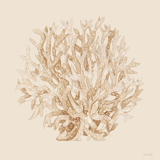 Cindy Jacobs CIN4514 - CIN4514 - Pale Coral Portrait I - 12x12 watercolor coral silhouette; beige coastal palette; branching sea coral; neutral beach house decor; marine botanical study; organic ocean form; minimalist coastal wall art; natural reef motif; soft sandy background; decorative coral illustration; serene seaside styling; coastal nature print from Penny Lane
