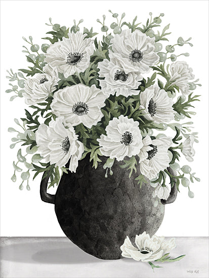 Cindy Jacobs CIN4642 - CIN4642 - Picked Poppies - 12x16 botanical, still life, floral, greenery, leaves, anemone, vase, decorative, contemporary, digital illustration, neutral from Penny Lane