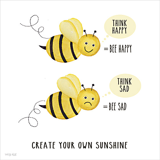 Cindy Jacobs CIN4755 - CIN4755 - Create Your Own Sunshine   - 12x12 animals, typography, symbols & icons, juvenile, insects, inspirational, word art, children, bee, happy, sad, positive message, positive thinking, whimsical, digital illustration, yellow from Penny Lane