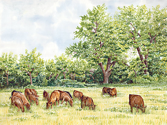Cindy Jacobs CIN4774 - CIN4774 - Tranquil Pastures I      - 16x12 animals, landscape, farm animals, country, trees, rural, cows, pasture, field, grass, painterly, oil painting, green from Penny Lane