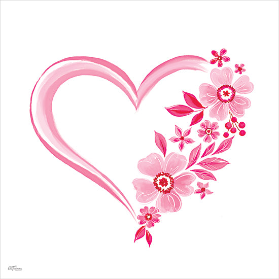Cat Thurman Designs CTD433 - CTD433 - Floral Heart - 12x12 heart made of pink flowers, romantic floral heart, valentine's day art, feminine illustration, love and affection theme, modern romantic decor from Penny Lane