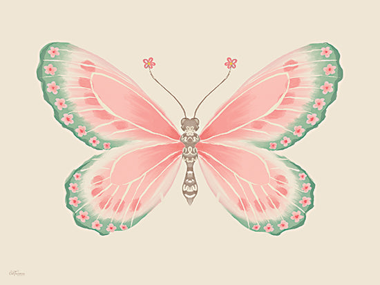 Cat Thurman Designs CTD459 - CTD459 - Garden Fairy's Friend 2 - 16x12 animals, botanical, insects, floral, butterfly, pale green, pale pink, feminine, whimsical, digital illustration, pink from Penny Lane
