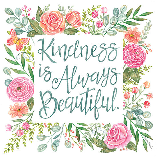 Deb Strain DS2347 - DS2347 - Kindness is Always Beautiful - 12x12 Inspirational, Kindness is Always Beautiful, Typography, Signs, Textual Art, Flowers, Greenery, Border, Spring from Penny Lane