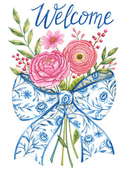 DS2414 - Bow & Flowers Welcome - 12x16
