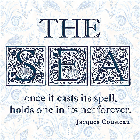 Deb Strain DS2499 - DS2499 - The Sea - 12x12 coastal, typography, backgrounds & patterns, sea life, inspirational, word art, seashells, quote, ocean, marine, scrollwork, elegant, ornamental, decorative, vintage, digital illustration, blue from Penny Lane