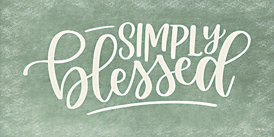 Imperfect Dust DUST1278 - DUST1278 - Simply Blessed - 18x9 simply blessed, hand lettered typography, green textured background, inspirational quote, faith based decor, modern farmhouse sign, word art, decorative lettering, gratitude message, rustic style from Penny Lane