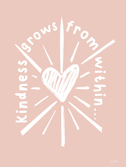 House Fenway FEN1171 - FEN1171 - Kindness Grows from Within - 12x16 Inspirational, Kindness Grows From Within, Typography, Signs, Textual Art, Pink & White, Heart from Penny Lane