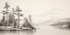 HK241 - Antique River Sketch   - 18x9