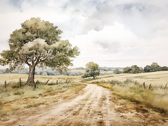 Heidi Kuntz HK274 - HK274 - Onward    - 16x12 watercolor landscape, painterly brush strokes, nature scene, soft sky, rustic countryside, serene environment, artistic texture, scenic view, impressionistic style, calming tones from Penny Lane