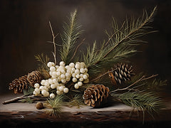 HK388 - Pine and Snowberries    - 16x12