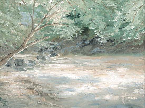 Georgia Janisse JAN369 - JAN369 - Pleasant Run Creek - 16x12 landscape, botanical, trees, greenery, rivers, stream, forest, sunlight, shadows, painterly, moody, oil painting, green from Penny Lane