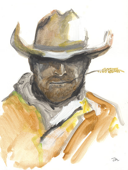 Jessica Mingo JM659 - JM659 - Prairie Man - 12x16 man, cowboy, hat, wheat, rugged, portrait, western, country, masculine, rural, expression, watercolor from Penny Lane