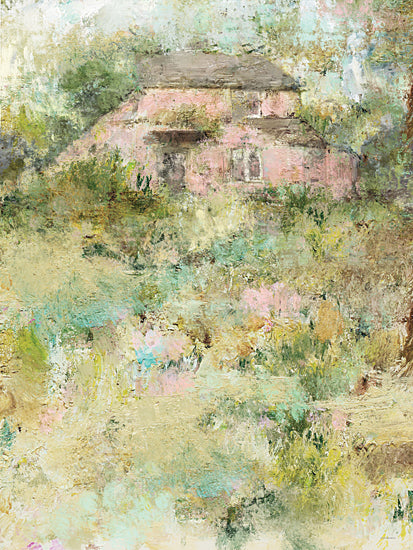 Kamdon Kreations KAM1053 - KAM1053 - Worn Down - 12x16 cottage, pink house, lush garden, springtime, overgrown plants, soft pastel colors, hidden home, impressionistic style, dreamlike from Penny Lane
