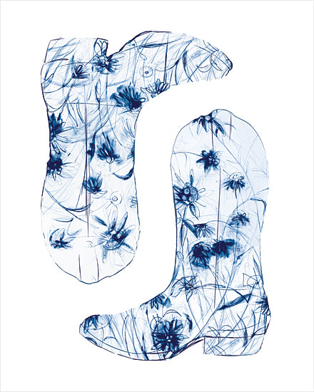 Kamdon Kreations KAM1069 - KAM1069 - There's a Flower in My Boot - 12x16 floral letter art, decorative monogram, lowercase n, blue botanical pattern, floral illustration, modern typography, initial letter, feminine decor, nursery wall art, contemporary pattern fill, hand drawn flowers, whimsical letter print from Penny Lane