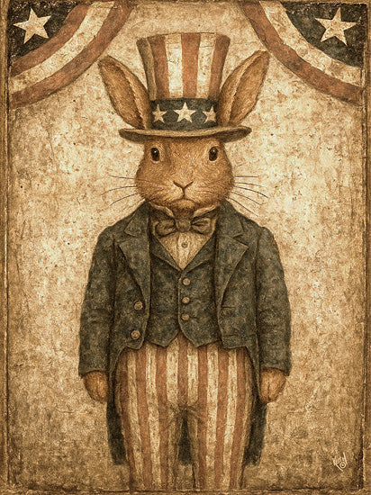 Keith Bowman KB113 - KB113 - Liberty Sam - 12x16 rabbit holding pot, primitive style, farmhouse, neutral sepia tones from Penny Lane
