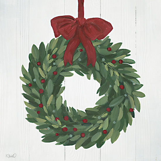 Kate Sherrill KS315 - KS315 - Vintage Wreath - 12x12 red ornament hanging pine greenery festive Christmas holiday rustic from Penny Lane