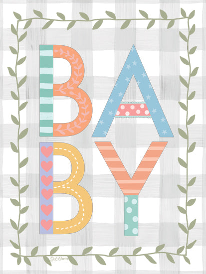 Lisa Larson LAR648 - LAR648 - Baby - 12x16 Baby, Babies Room, Baby, Typography, Signs, Textual Art, Patterned Letters, Greenery Border from Penny Lane