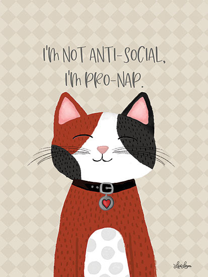 Lisa Larson LAR772 - LAR772 - Pro Nap Cat - 12x16 animals, backgrounds & patterns, typography, pets, word art, humor, cat, kitten, saying, quote, nap, relaxation, whimsical, digital illustration, red from Penny Lane
