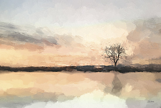 Lori Deiter LD3377 - LD3377 - Fire and Ice - 18x12 landscape, trees, lakes, sky, sunset, reflection, bare tree, painterly, moody, oil painting, neutral from Penny Lane