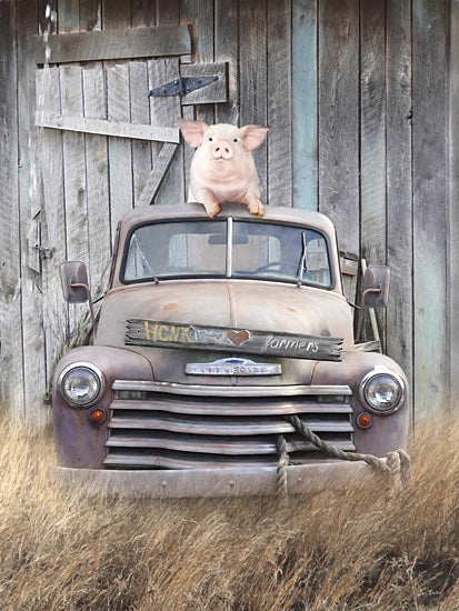 Lori Deiter LD3550 - LD3550 - Honk if You Love Farmers - 12x16 Photography, Truck, Vintage, Pig, Whimsical, Barn, Brush, Honk if You Love Farmers, Typography, Signs, Textual Art, Farm from Penny Lane